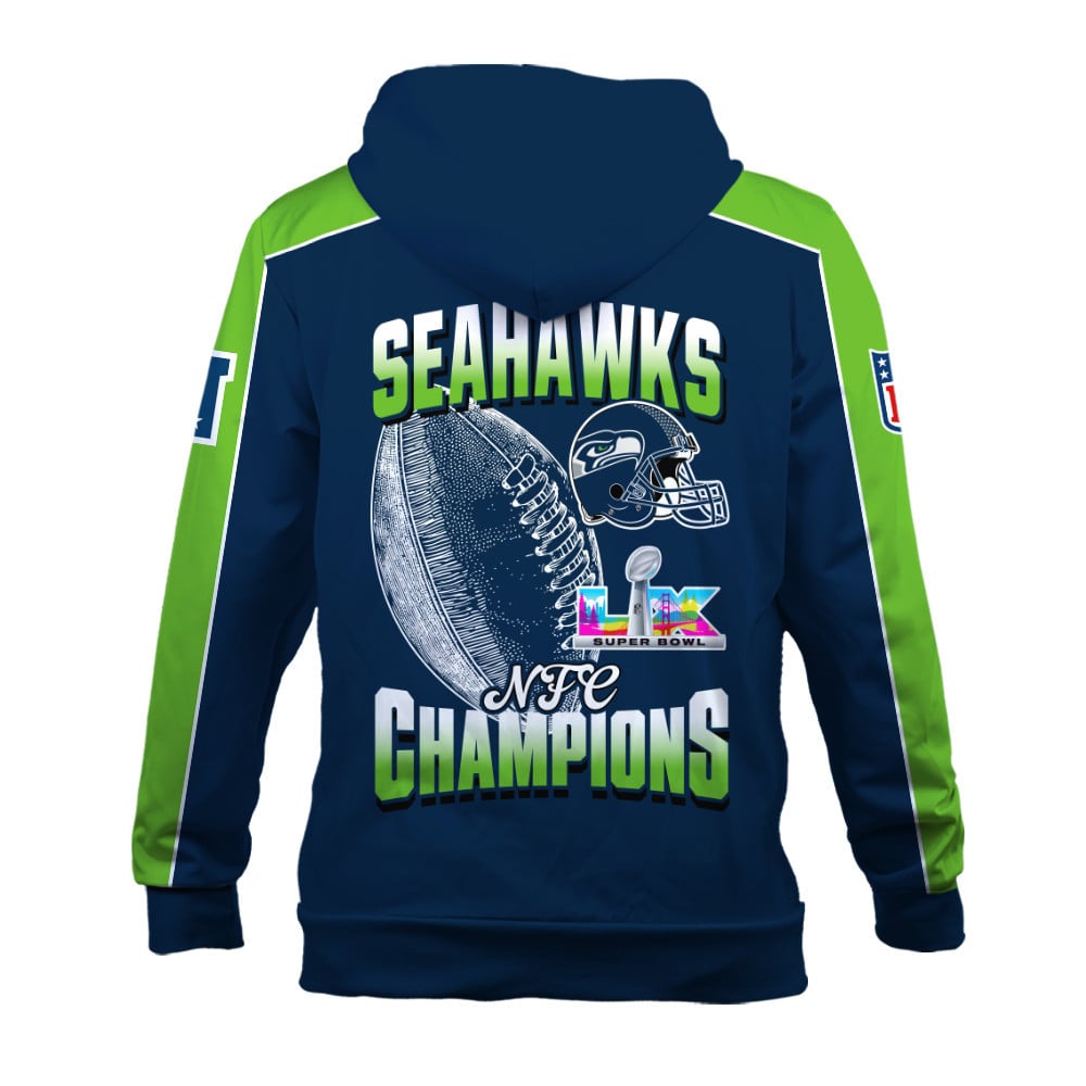 Seattle Seahawks Courage & Glory 2025 NFC Conference Champions 3D Zip Hoodie