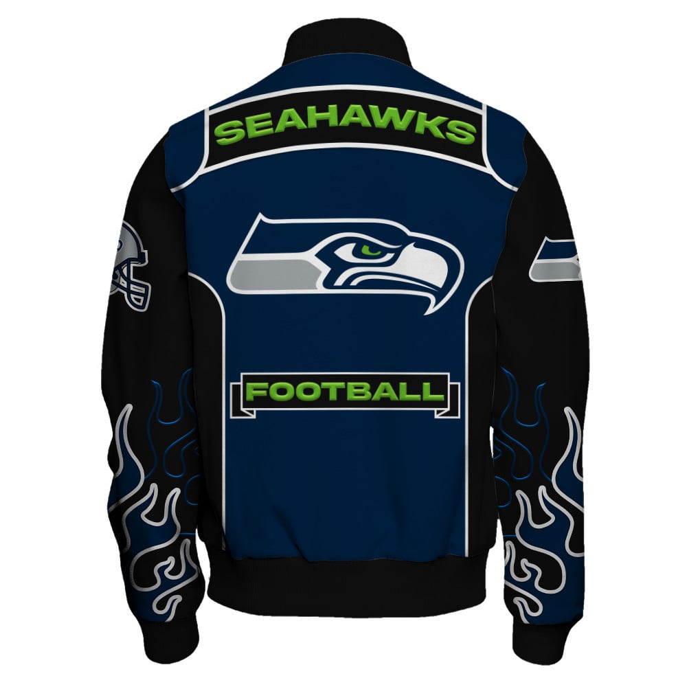 Seattle Seahawks Show Your Passion With The Fiery Design Varsity Jacket