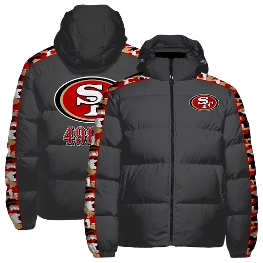 San Francisco 49ers Black Camo Sleeve 3D Down Jacket