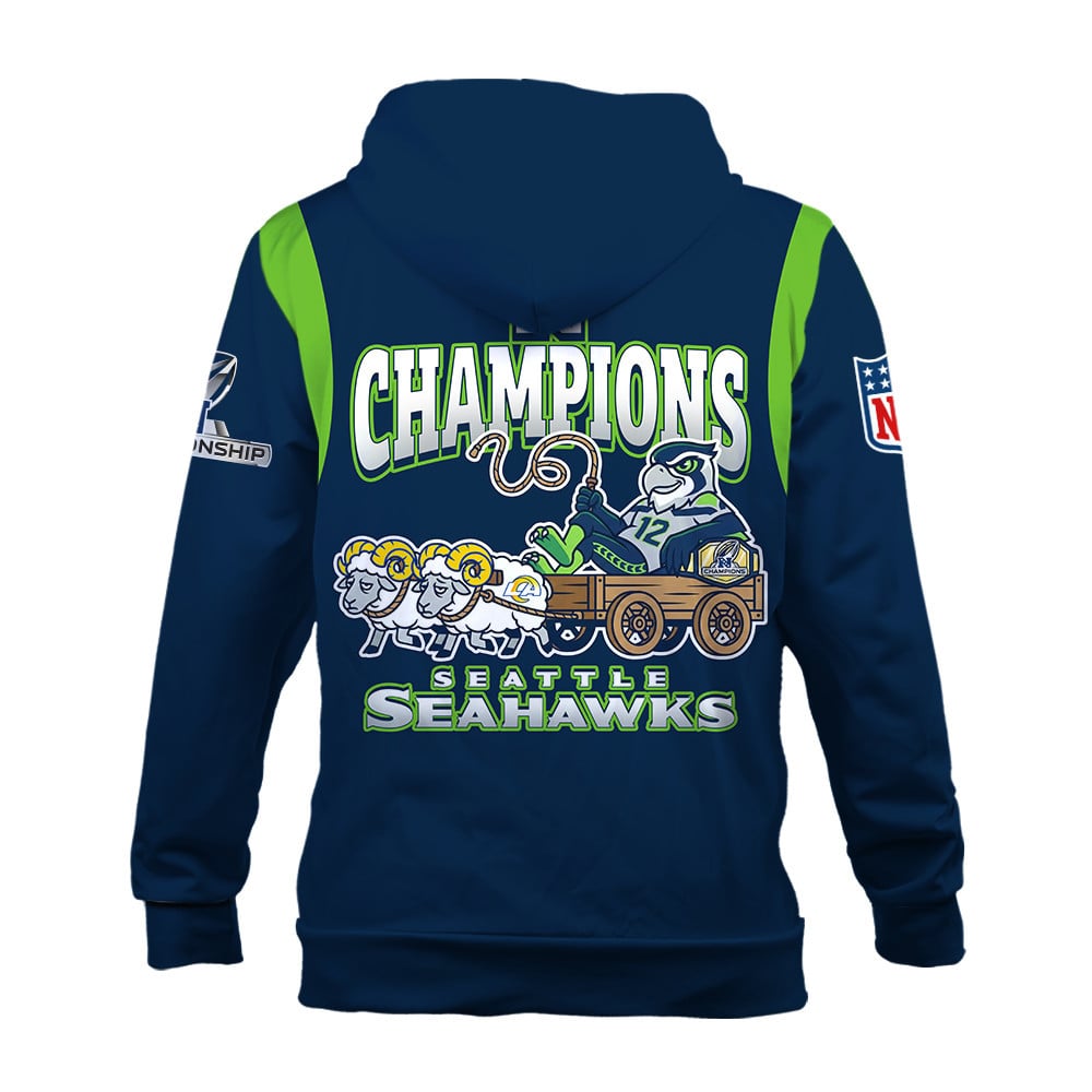 Seattle Seahawks 2025 AFC Champions Built Different 3D Hoodie