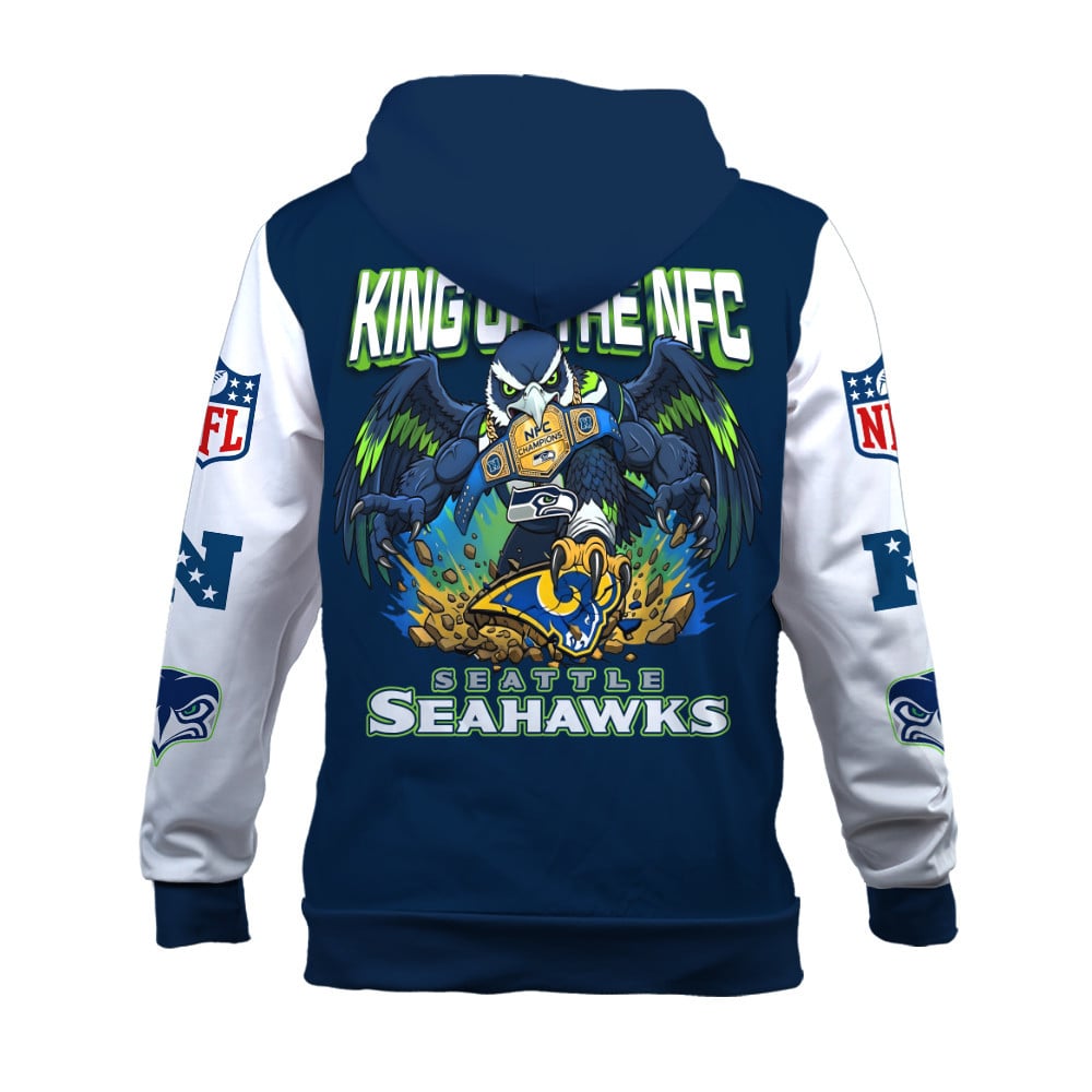 Seattle Seahawks King of The NFC 2025-26 Champions 3D Zip Hoodie