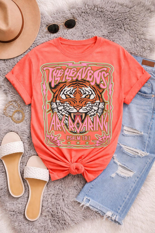 Comfort Colors The Heavens Are Roaring Shirt, Retro Christian Tee, The Heavens Are Roaring Christian Apparel Tee Bible Verse Christian Woman