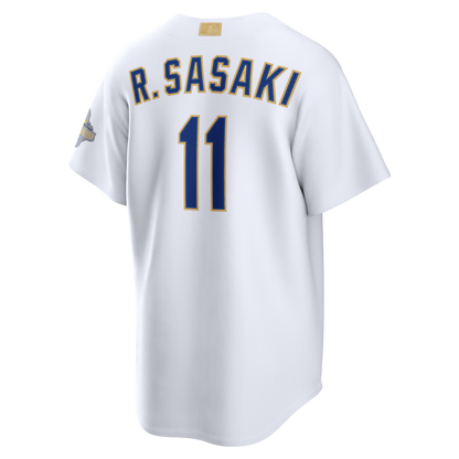 Roki Sasaki Los Angeles Dodgers Nike 2026 Gold Collection Stadium Jersey - White