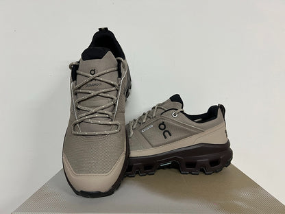 On Cloudrock Low Waterproof Hiking Shoes in Taupe / Beige