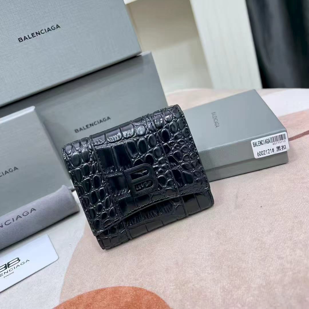 Balenciaga Bi-Fold Wallet Embossed Design 'Black'