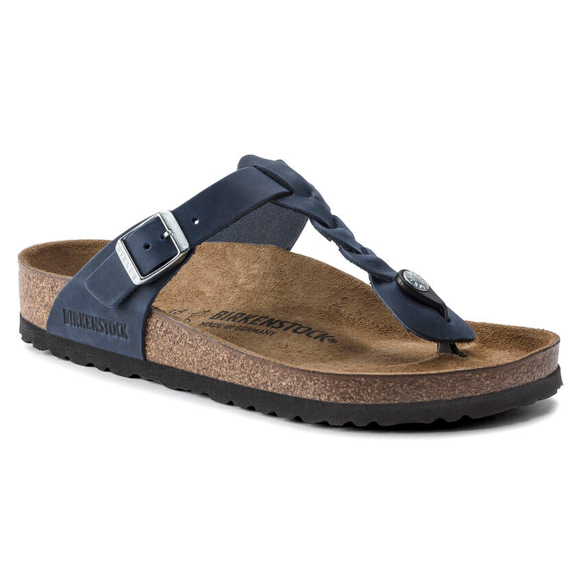 1020992 Birki Gizeh Oiled Leather Braided Navy