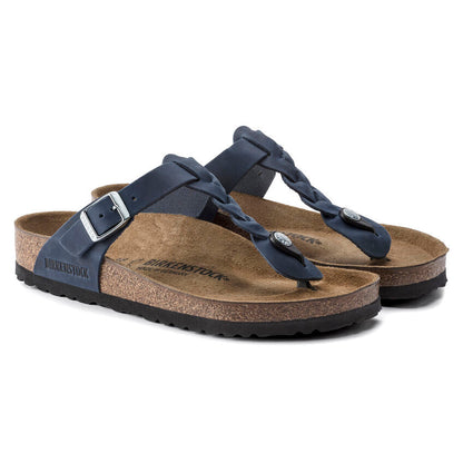 1020992 Birki Gizeh Oiled Leather Braided Navy