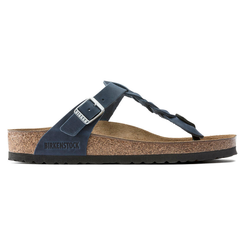 1020992 Birki Gizeh Oiled Leather Braided Navy