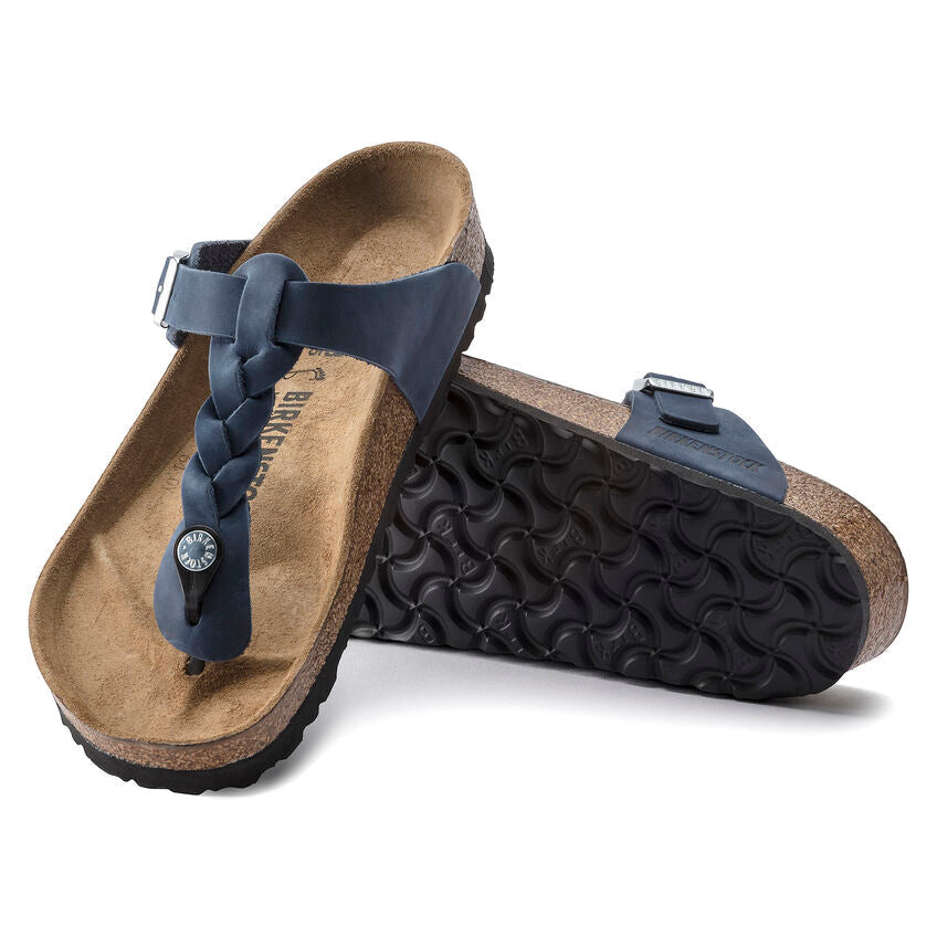 1020992 Birki Gizeh Oiled Leather Braided Navy