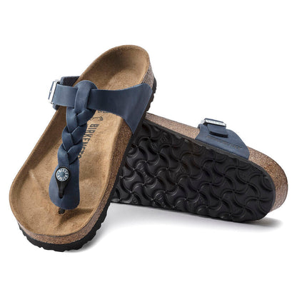 1020992 Birki Gizeh Oiled Leather Braided Navy