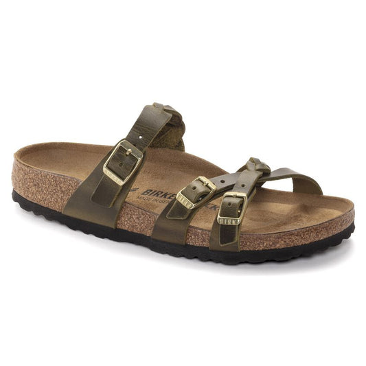 1023959 Birki Franca Braided Olive Green Leather