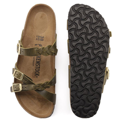 1023959 Birki Franca Braided Olive Green Leather