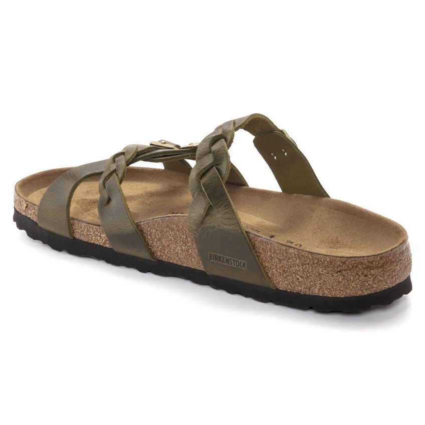 1023959 Birki Franca Braided Olive Green Leather