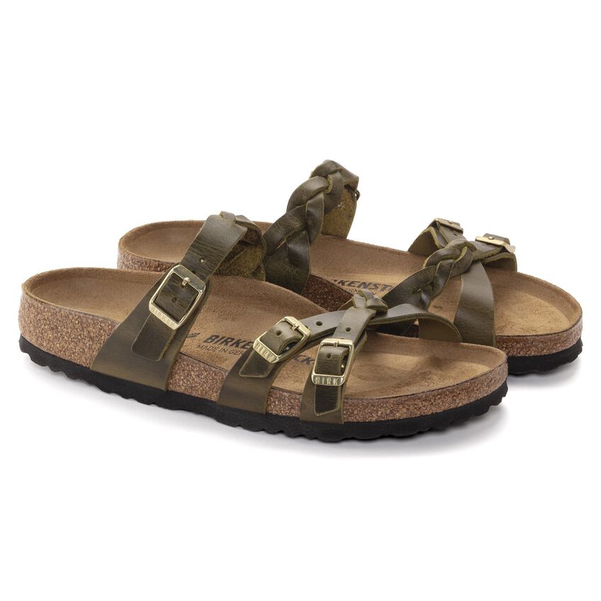 1023959 Birki Franca Braided Olive Green Leather