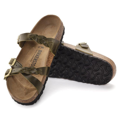 1023959 Birki Franca Braided Olive Green Leather
