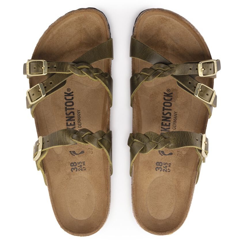 1023959 Birki Franca Braided Olive Green Leather