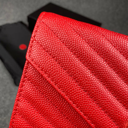 YSL Chain Wallet Matelasse Grain de Poudre Gold-tone 'Eros Red'