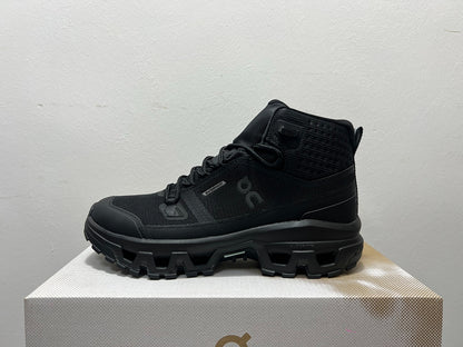 On Cloudrock Mid Waterproof Hiking Boots in All Black / Triple Black