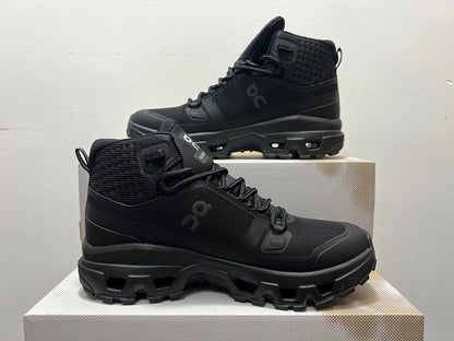 On Cloudrock Mid Waterproof Hiking Boots in All Black / Triple Black
