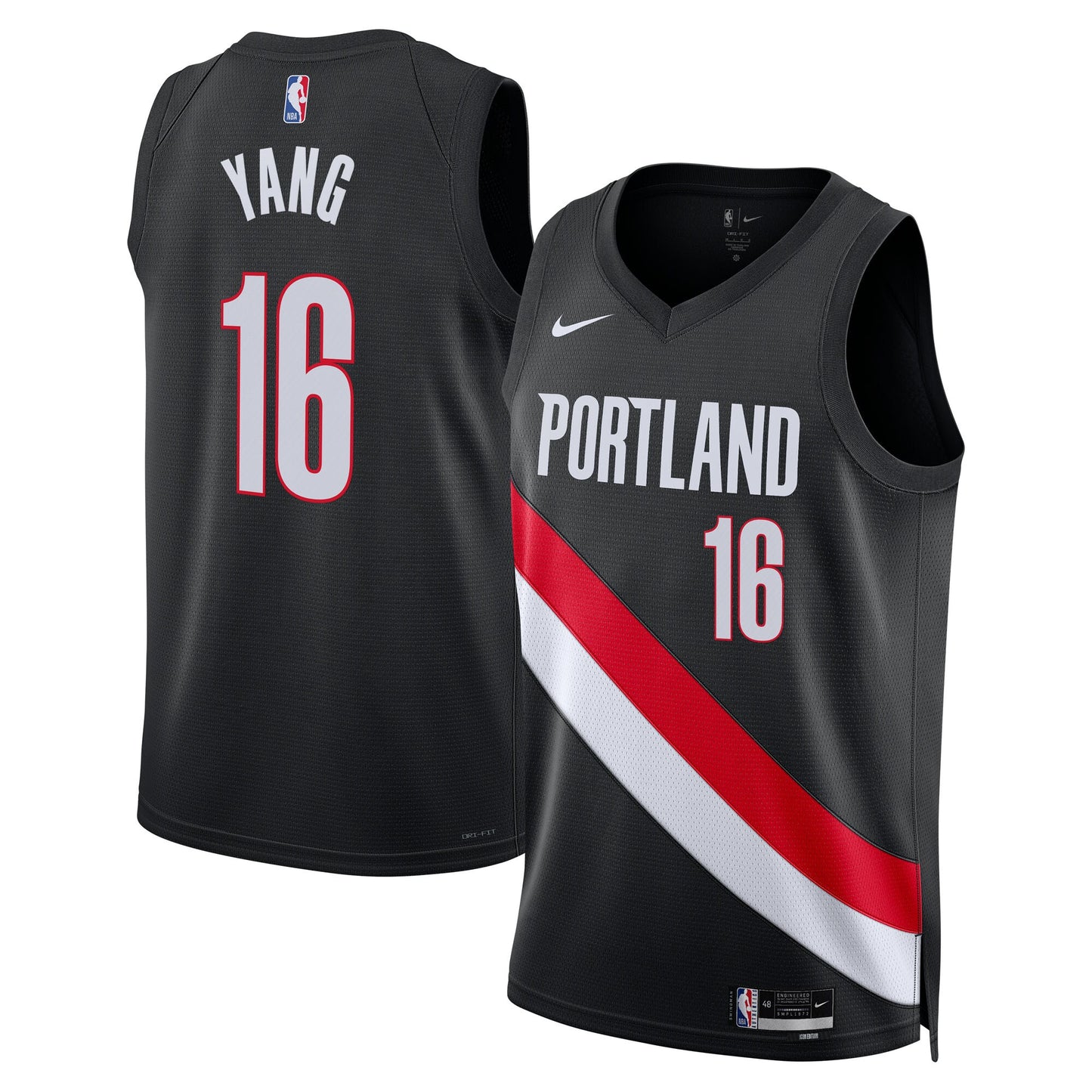 Yang Hansen Portland Trail Blazers Nike Unisex Swingman Jersey - Icon Edition - Black