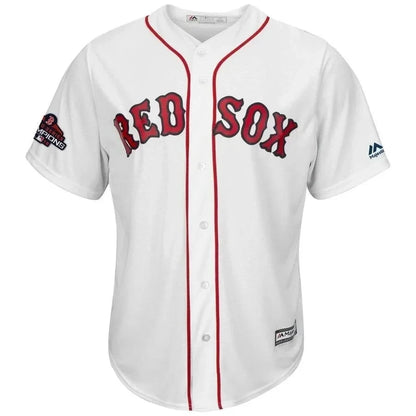 Mookie Betts Boston Red Sox 2018 World Series Champions Team Logo Player Jersey - White