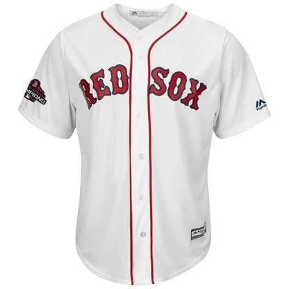 Andrew Benintendi Boston Red Sox 2018 World Series Champions Team Logo Player Jersey - White
