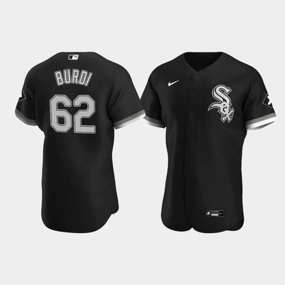 Men's Chicago White Sox 62 Zack Burdi Black Alternate Jersey Jersey