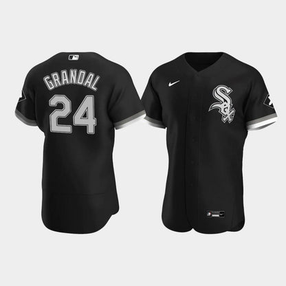 Men's Chicago White Sox 24 Yasmani Grandal Black Alternate Jersey Jersey