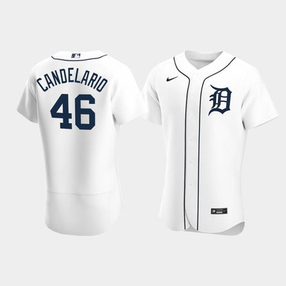 Jeimer Candelario 46 Detroit Tigers White Home Jersey Jersey