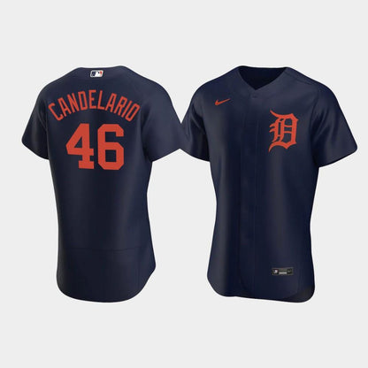 Jeimer Candelario 46 Detroit Tigers Navy Alternate Jersey Jersey