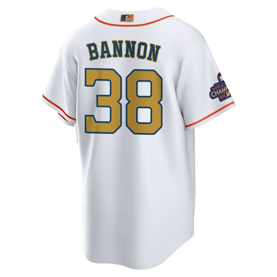 Rylan Bannon 38 Houston Astros 2023 Men Jersey - White/Gold