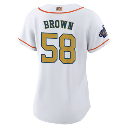 Hunter Brown 58 Houston Astros 2023 Women Jersey - White/Gold