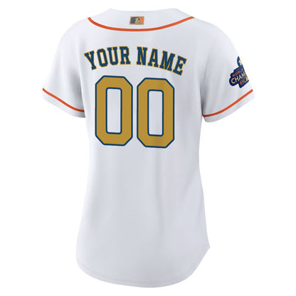 Custom 00 Houston Astros 2023 Women Jersey - White/Gold