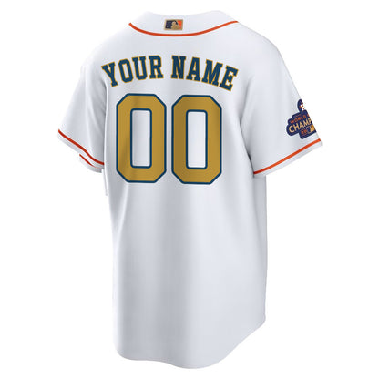 Custom 00 Houston Astros 2023 Men Jersey - White/Gold