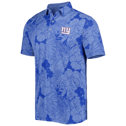 New York Giants Men Polo Shirt Floral Flowers Pattern Printed - Blue