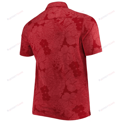 Tampa Bay Buccaneers Men Polo Shirt Floral Flowers Pattern Printed - Red