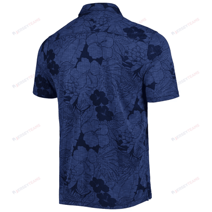 Tennessee Titans Men Polo Shirt Floral Flowers Pattern Printed - Navy