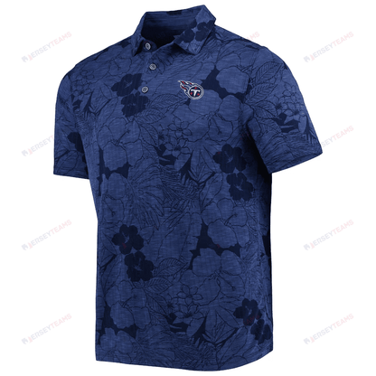 Tennessee Titans Men Polo Shirt Floral Flowers Pattern Printed - Navy