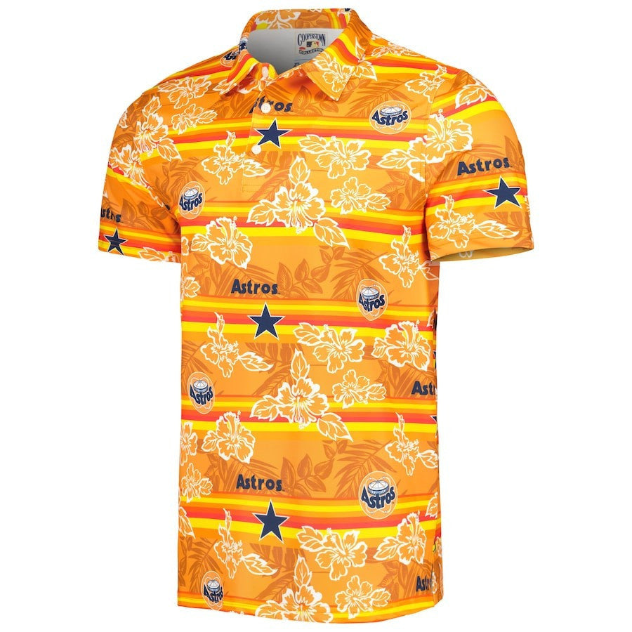 Houston Astros Reyn Spooner Cooperstown Collection Puamana Print Polo Shirt - Orange