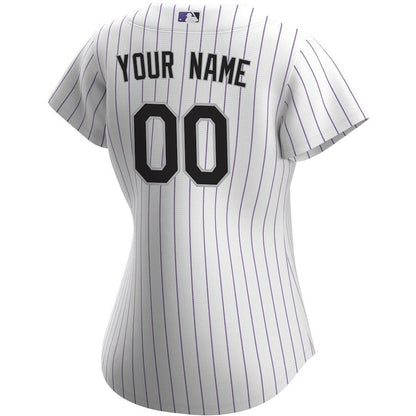 Colorado Rockies Women's Home Custom Jersey - White