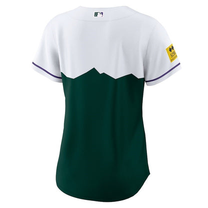 Colorado Rockies Women's City Connect Team Jersey - White/Forest Green