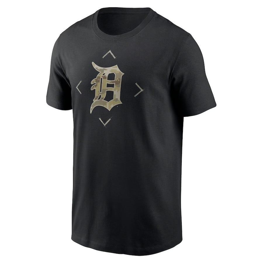 Detroit Tigers Camo Logo T-Shirt - Black