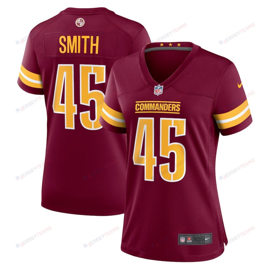 Kaden Smith 45 Washington Commanders Women's Team Game Jersey - Burgundy