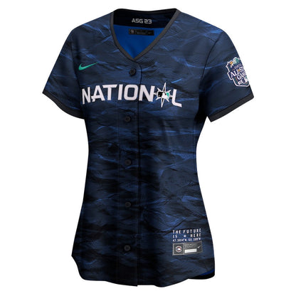 Ronald Acuña Jr. 13 Atlanta Braves Signed Posture 2023 All-Star Game Limited Player Women Jersey - Royal