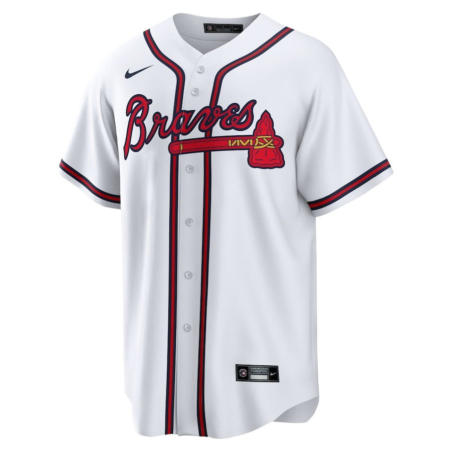 Ronald Acuña Jr. 13 Atlanta Braves Signed Posture 2023 Home Player Men Jersey - White Red
