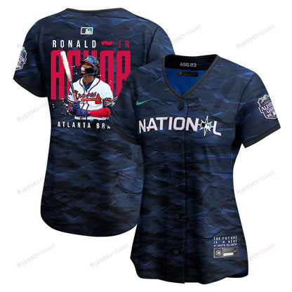 Ronald Acuña Jr. 13 Atlanta Braves Signed Gum 2023 All-Star Game Limited Player Women Jersey - Royal