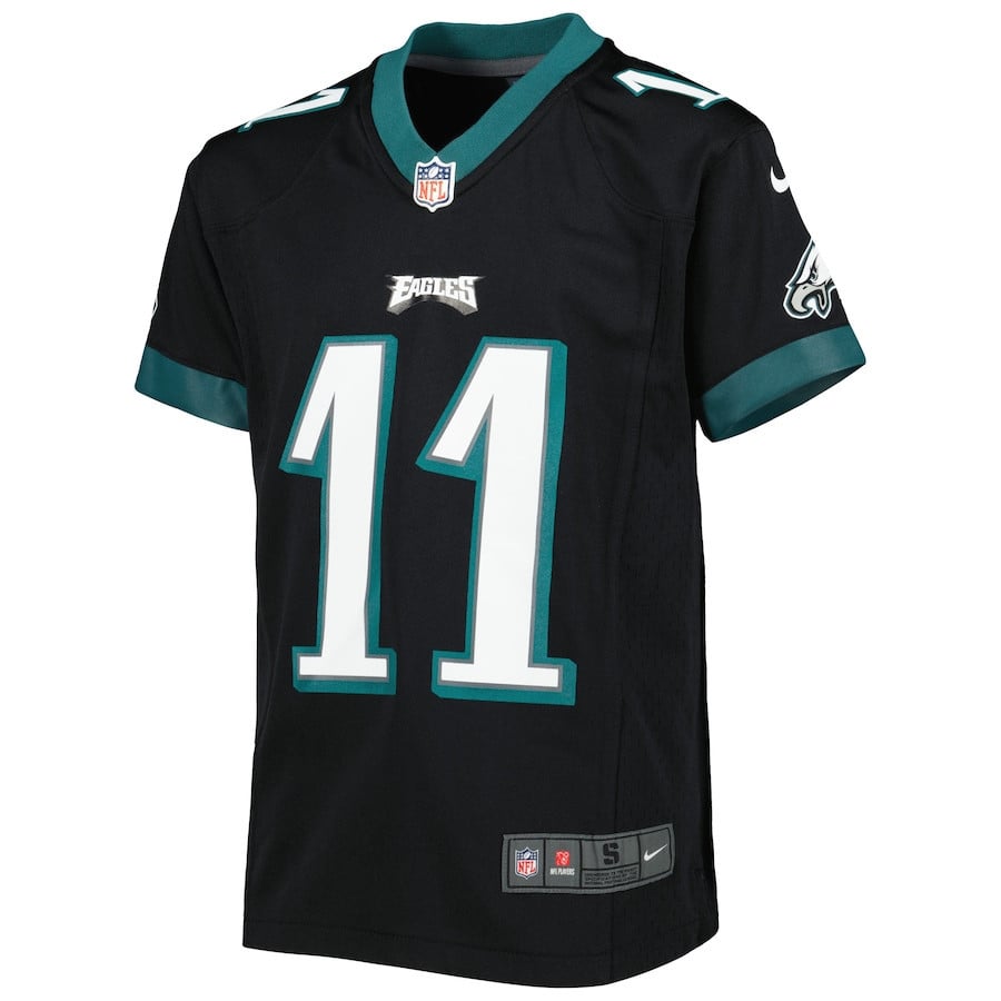 A.J. Brown 11 Philadelphia Eagles Game Youth Jersey - Black