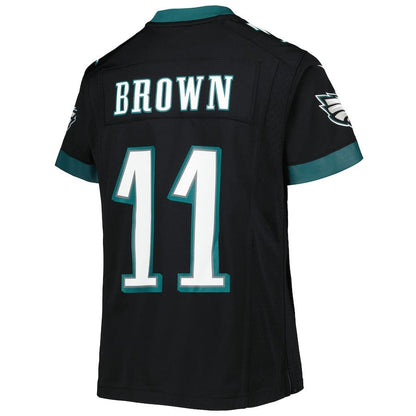 A.J. Brown 11 Philadelphia Eagles Game Youth Jersey - Black