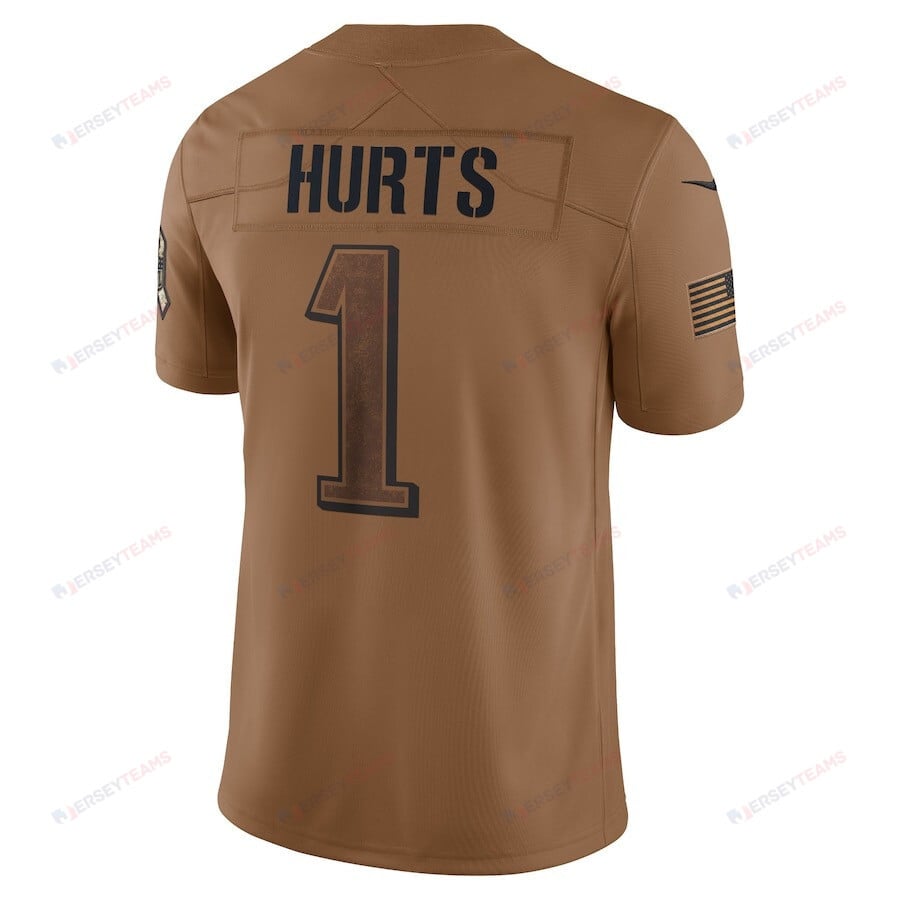 Jalen Hurts 1 Philadelphia Eagles 2023 Salute To Service Limited Jersey - Brown