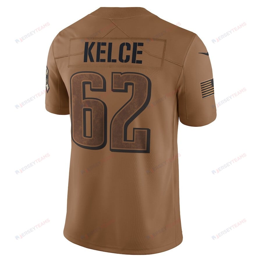 Jason Kelce 62 Philadelphia Eagles 2023 Salute To Service Limited Jersey - Brown